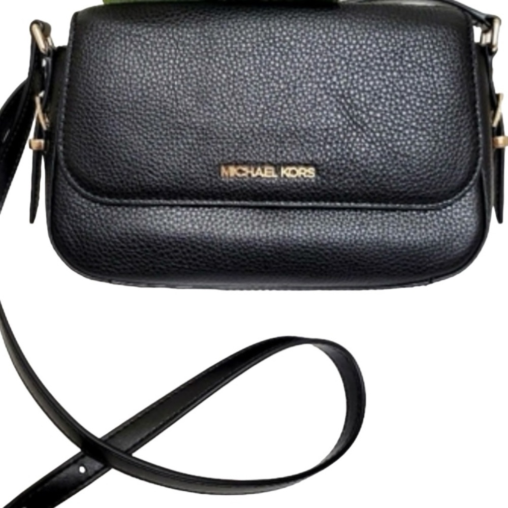 Michael Kors Bedford Legacy Pebbled Leather Bag Adjustable Strap Black GUC